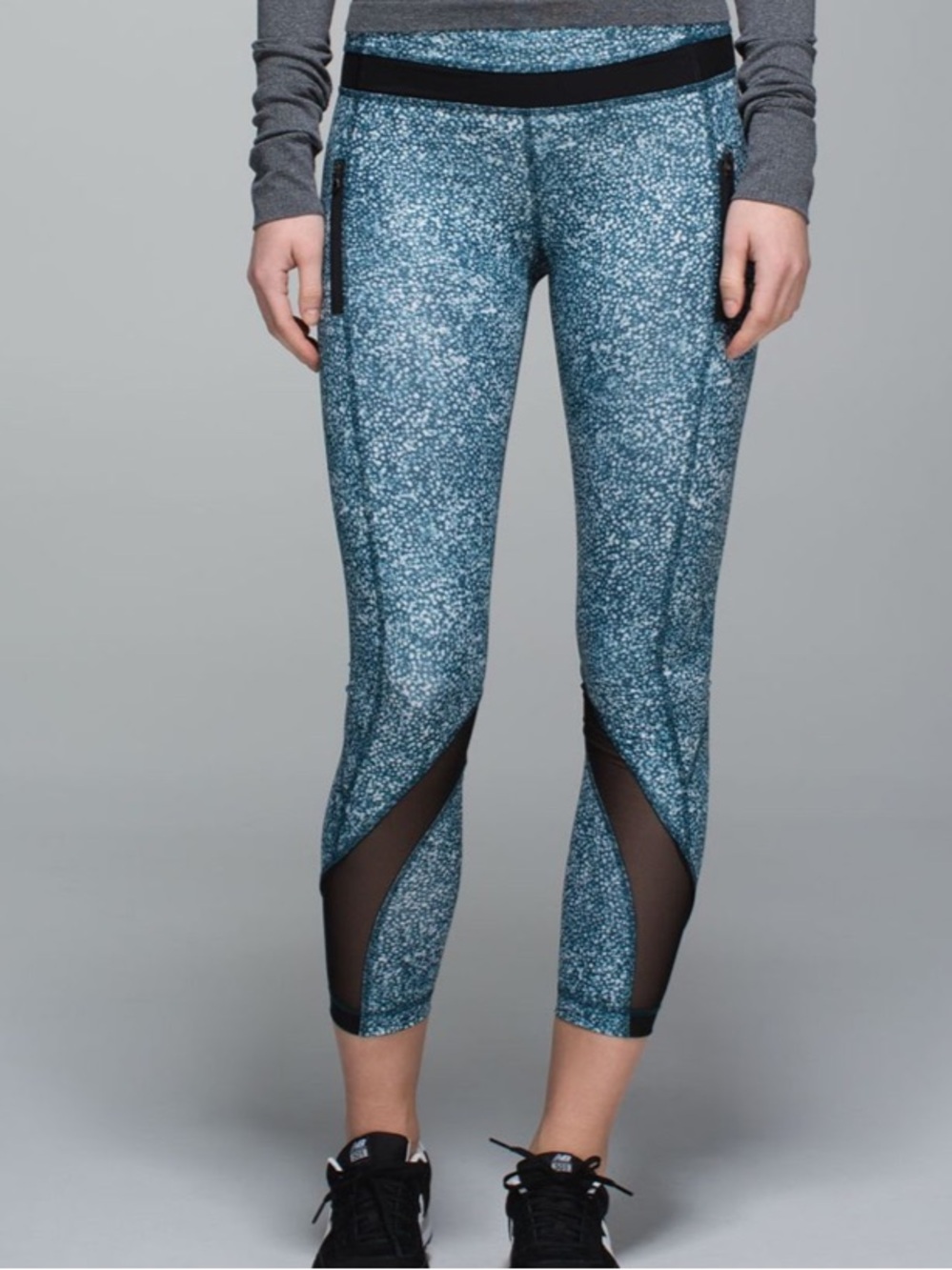 lululemon Inspire Tight II Pebble Print Parfait Black Mesh Crop Leggings 6